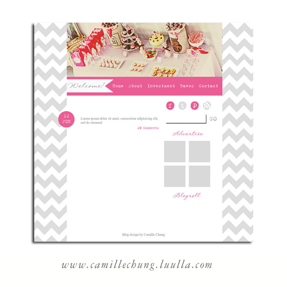 Gorgeous Wordpress Chevron Blog in Grey and Pink by Camille Chung